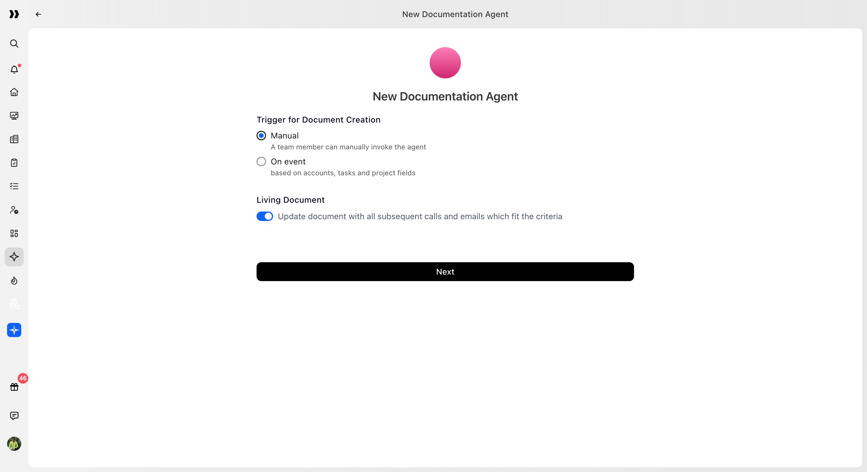 Living Document switch enabled