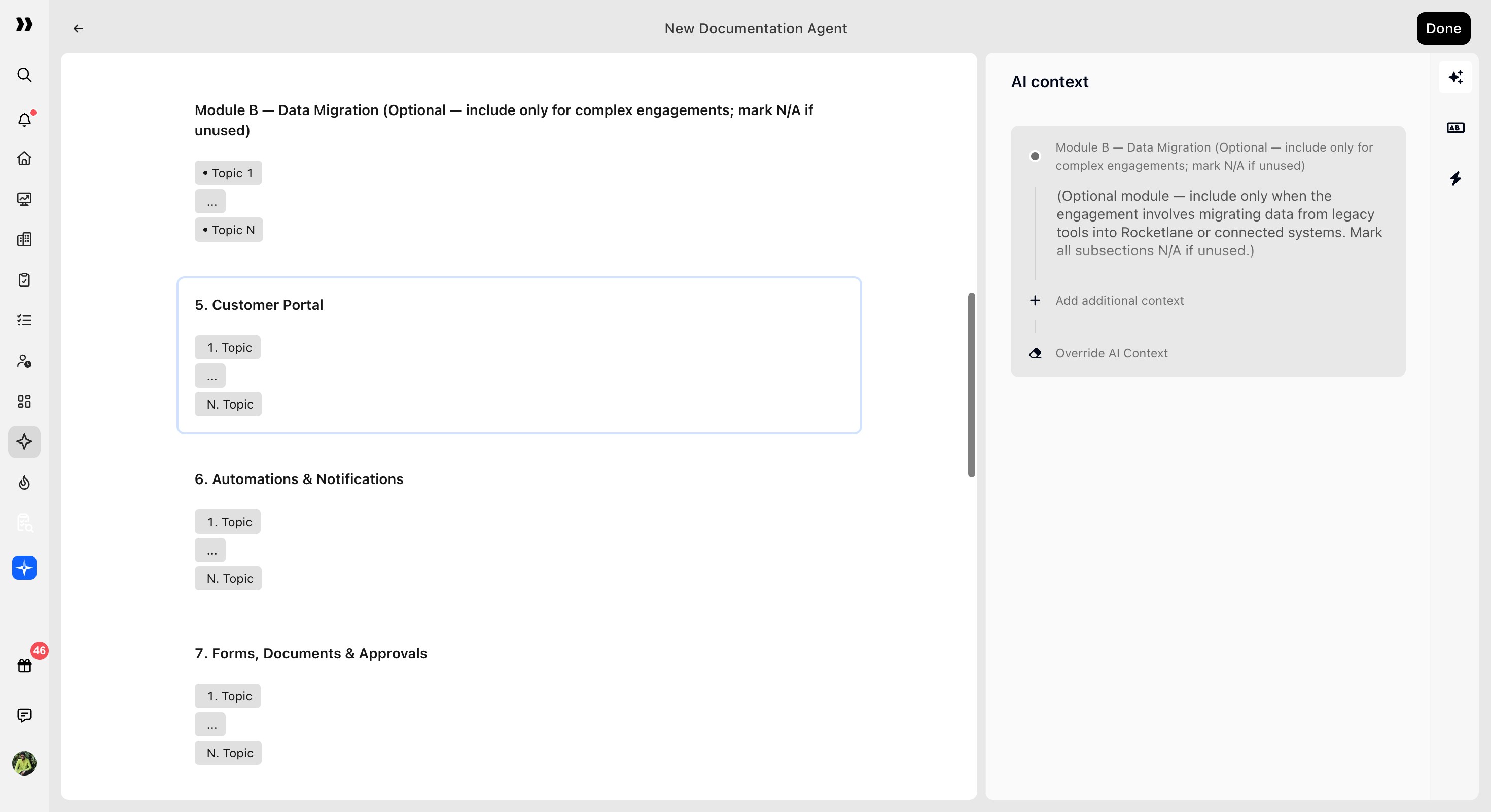 Lower document section with its AI context