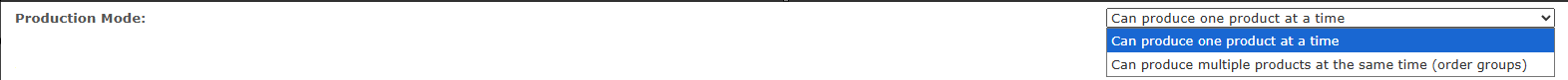 Production Mode line setting with order groups option selected