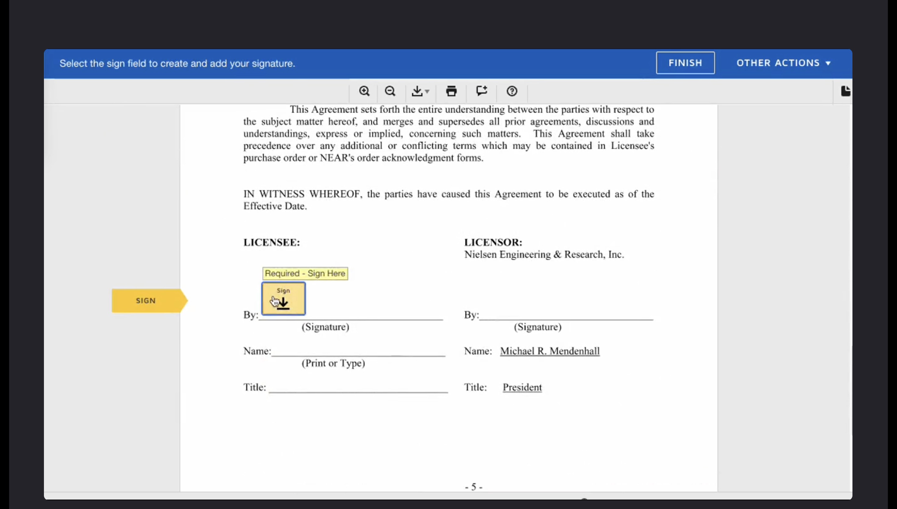 Applying signature in DocuSign