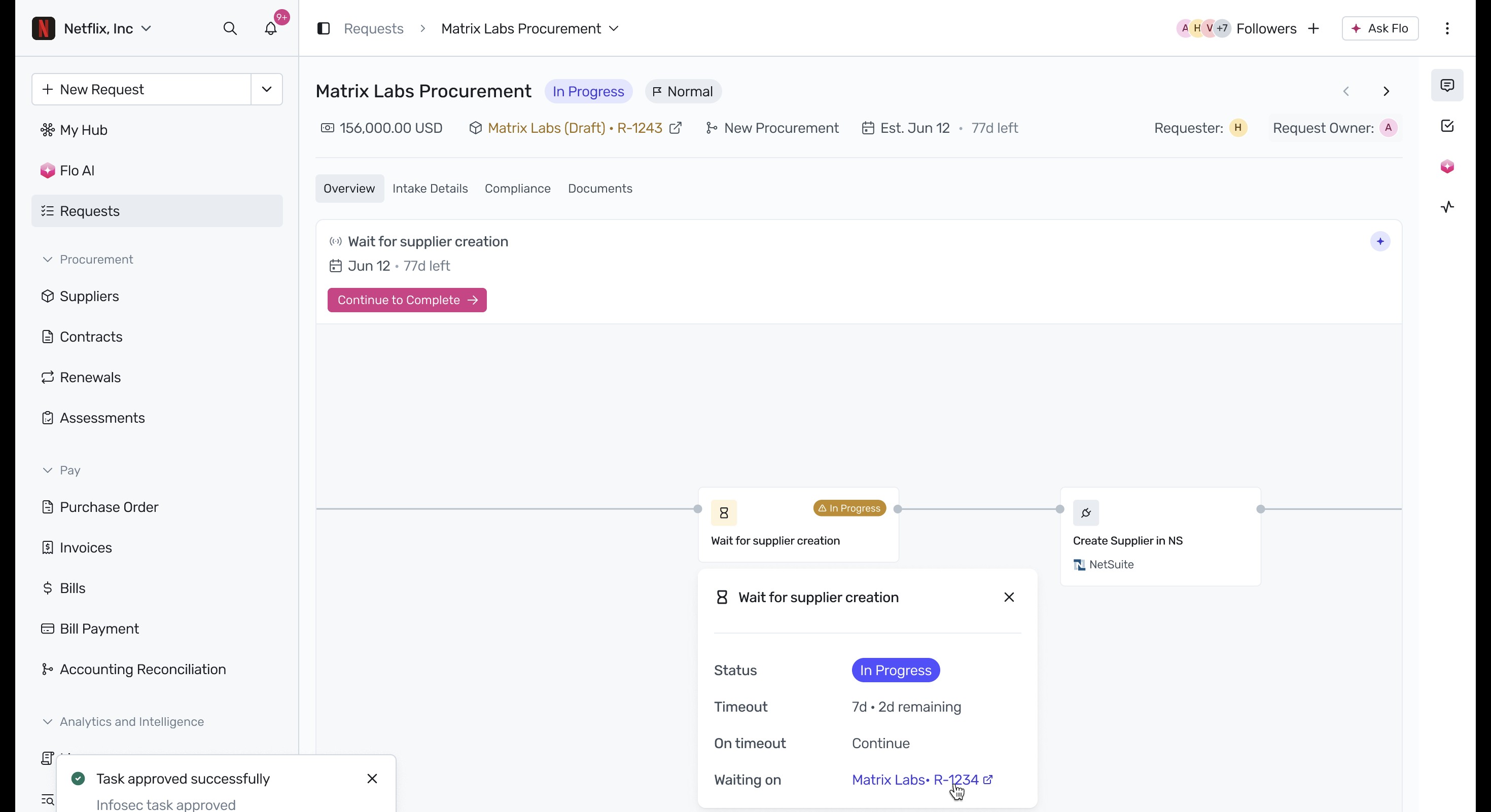 Wait for supplier creation node status