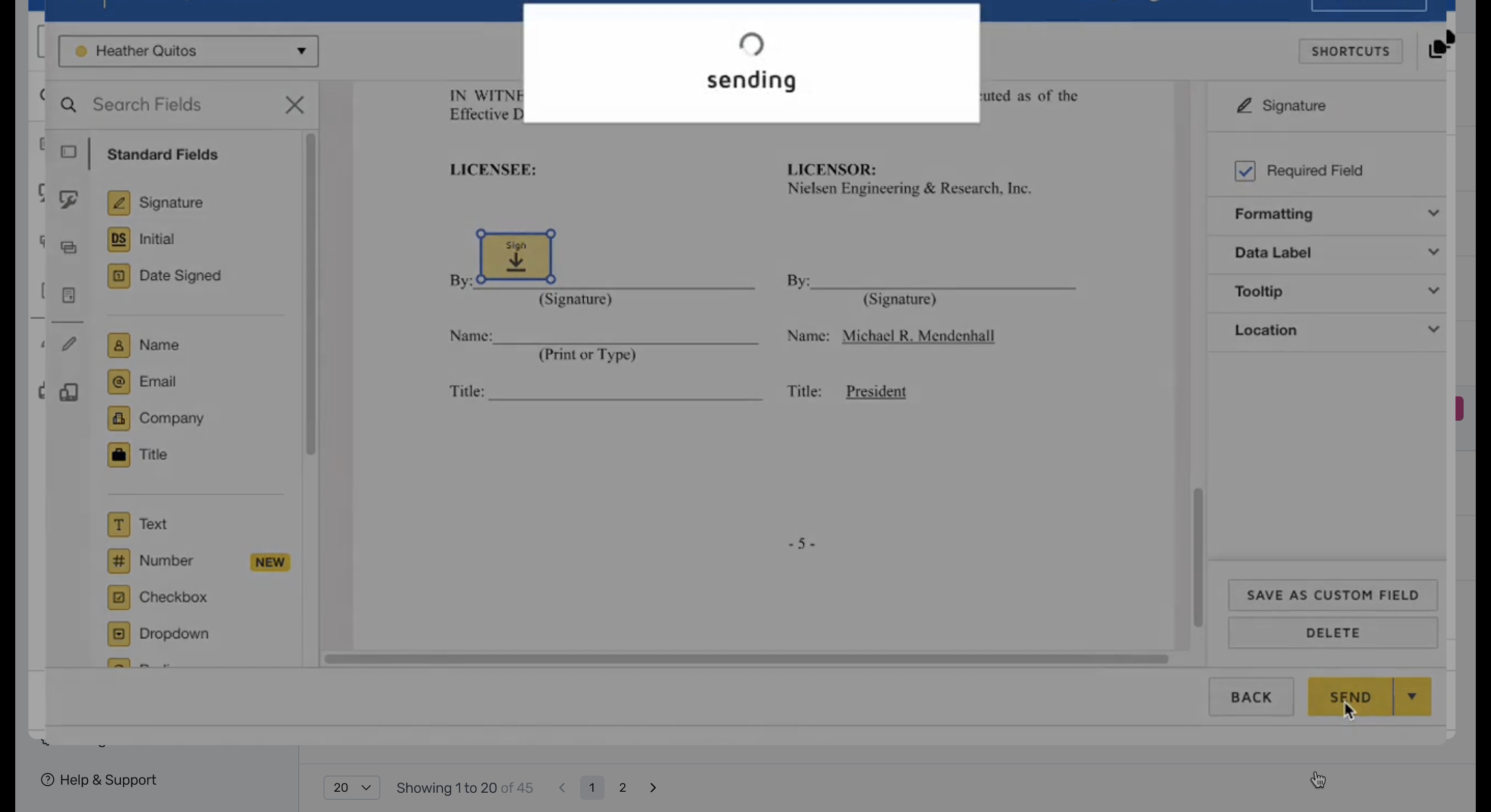 DocuSign confirmation page