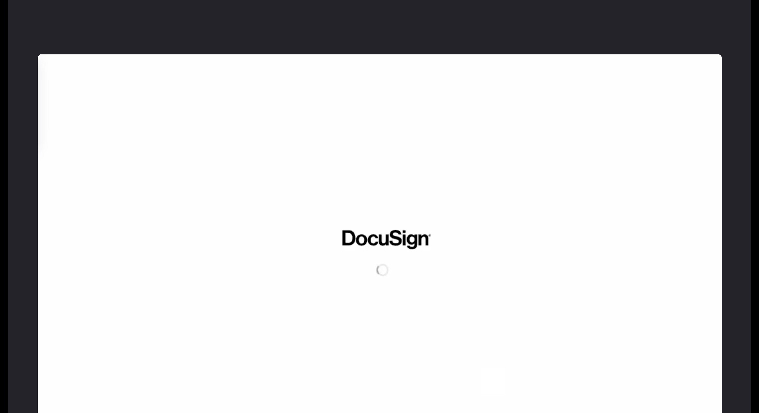 DocuSign signing interface loading screen