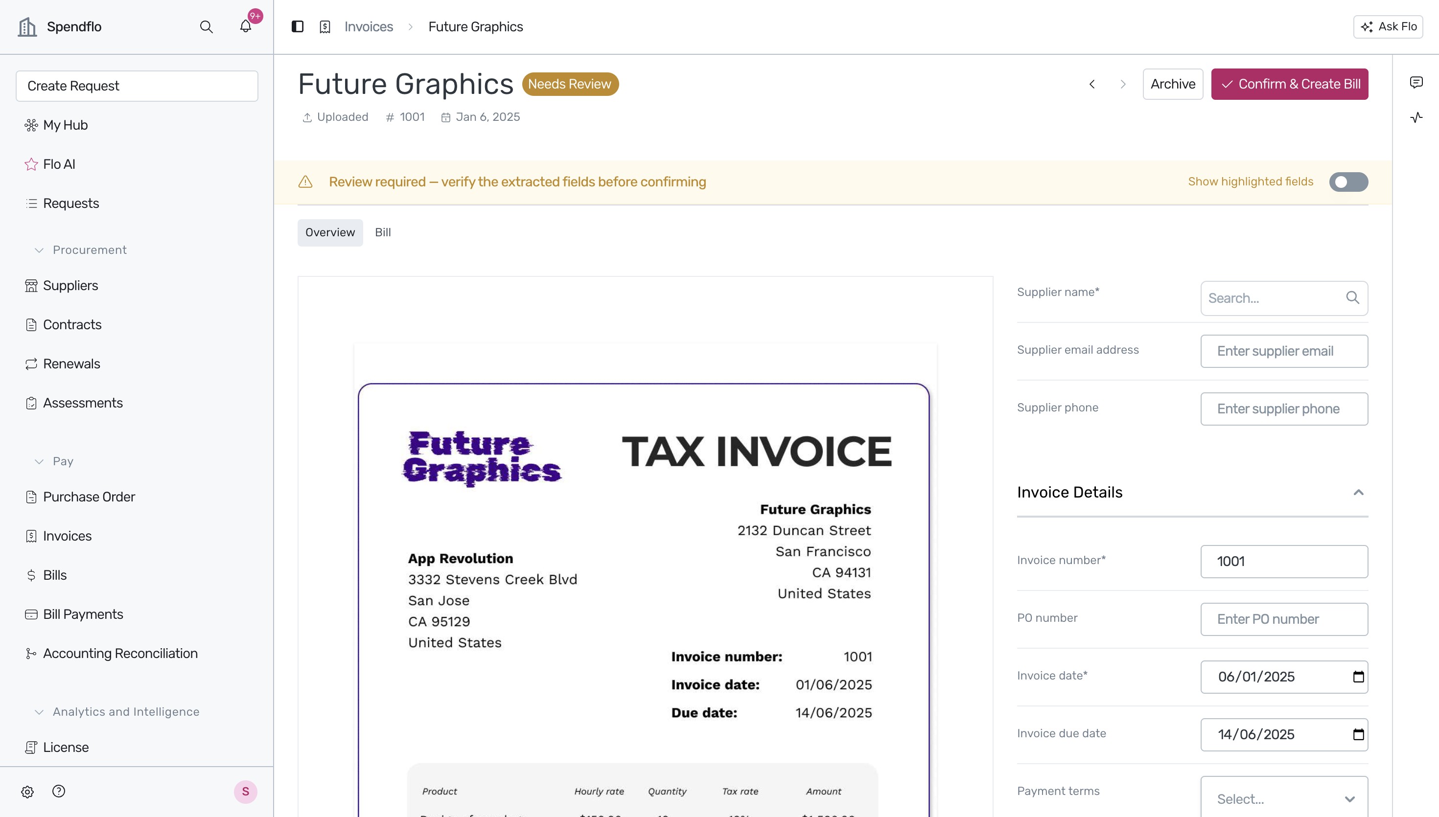 Selecting subsidiary from the dropdown menu