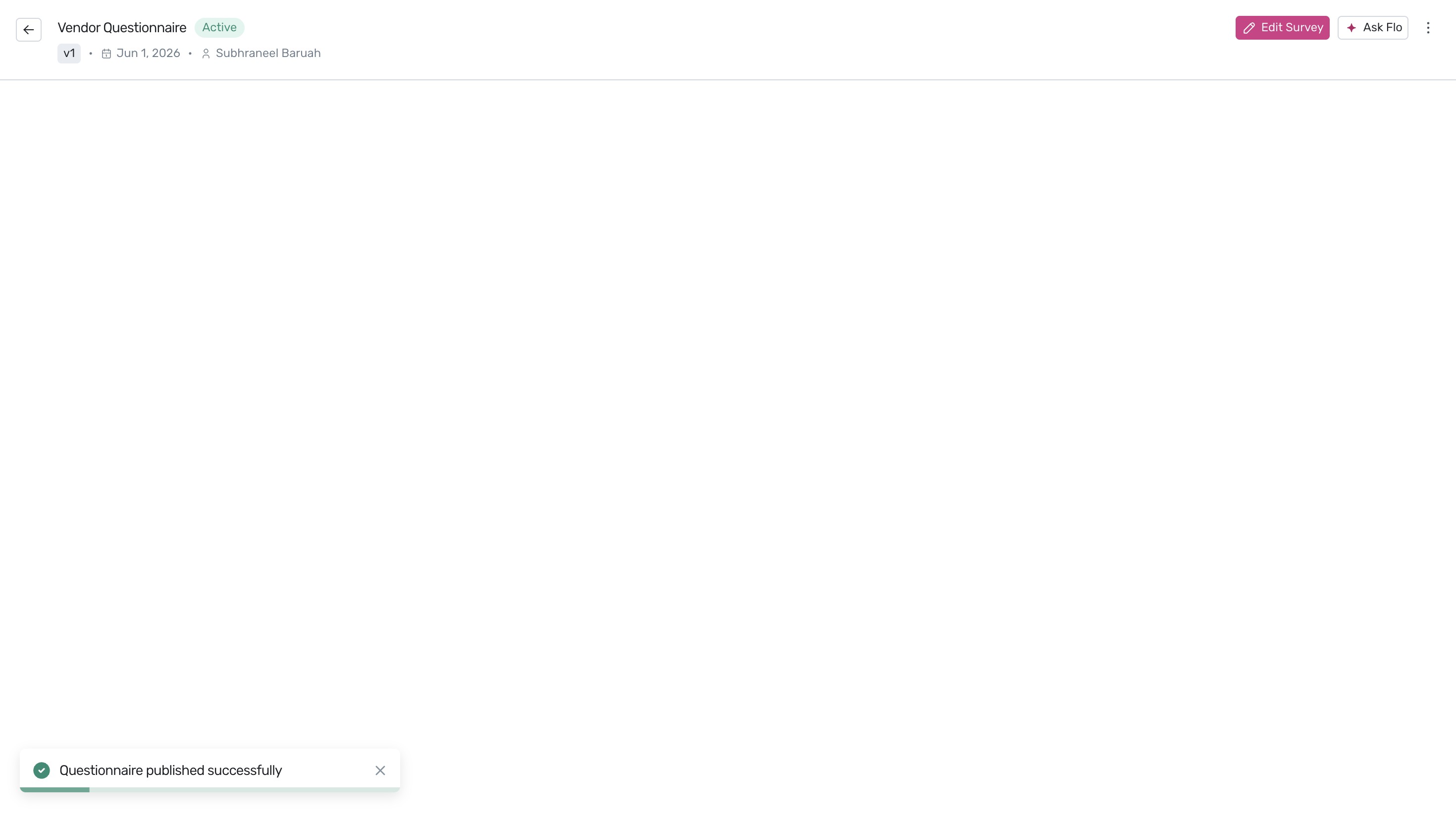 Publish Survey modal with version description