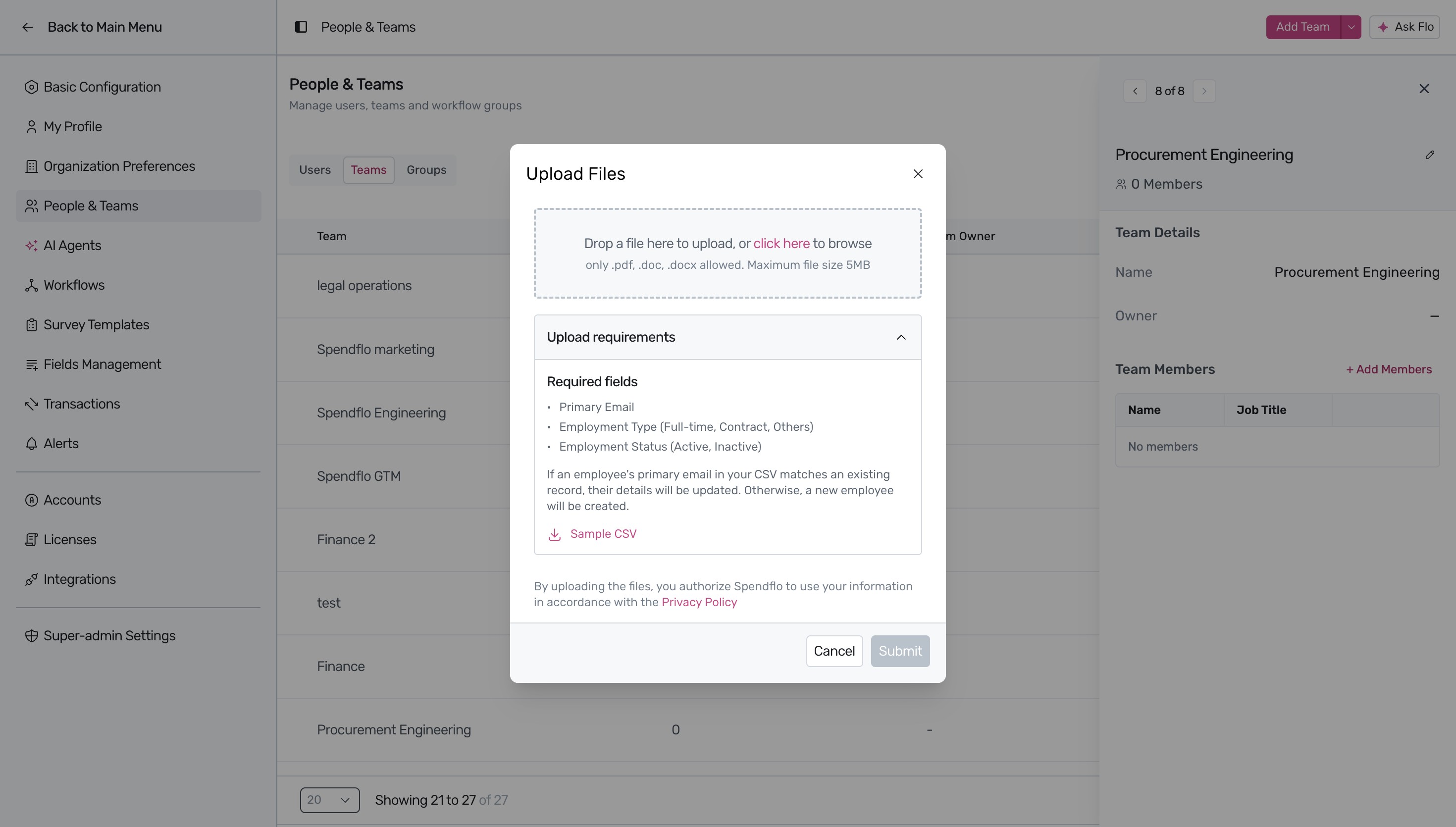 Import from CSV option in details panel