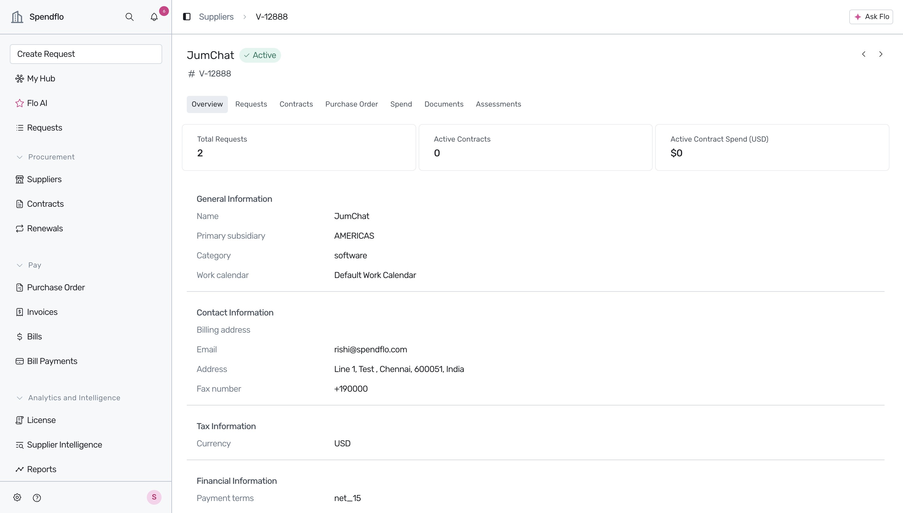 Supplier profile overview page