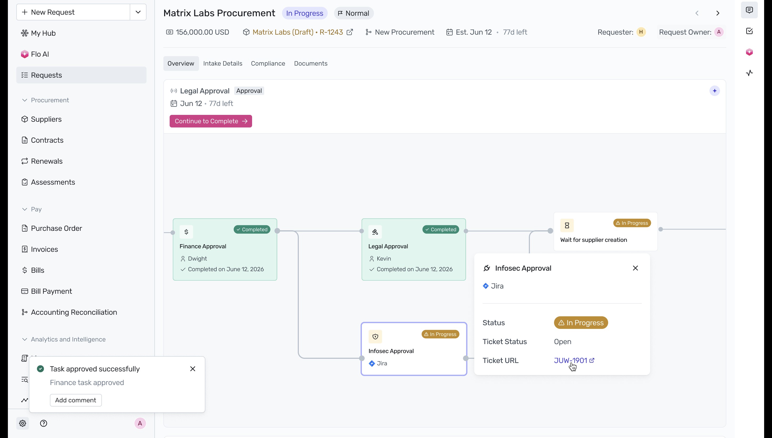 Infosec approval card with Jira link