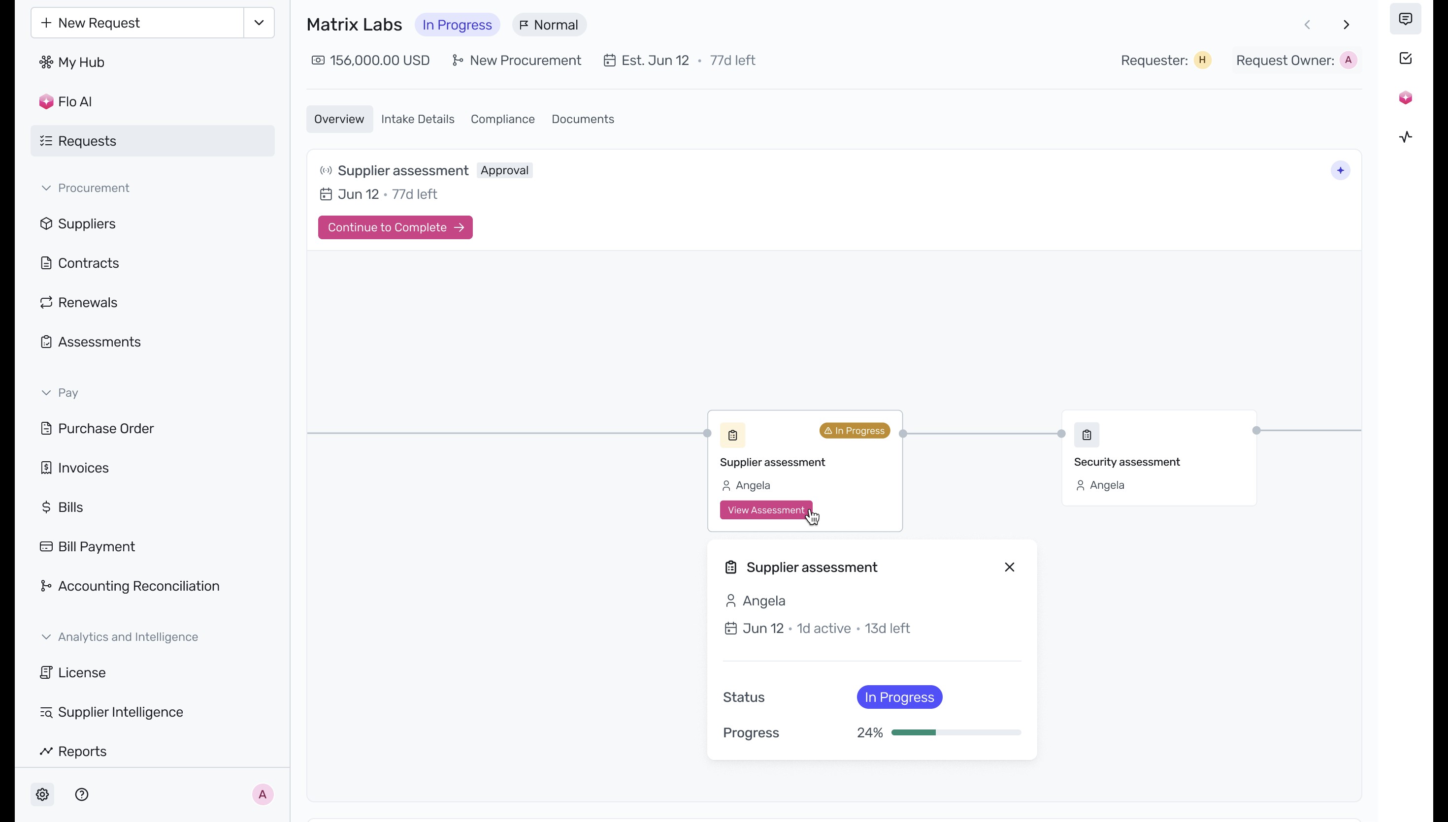 Supplier assessment card view option