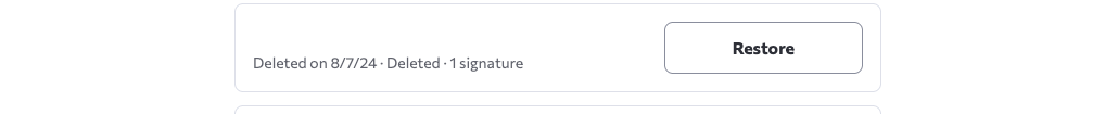 Manage Assets page showing Delete and Restore actions under Started Petitions